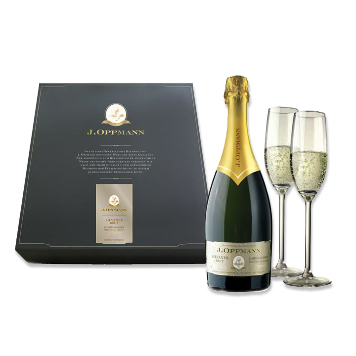 J. Oppmann Blanc de Blancs Zero Dosage im Geschenkkarton mit 2 Gläsern